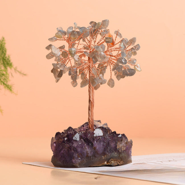 Natural Amethyst Cluster Base Fortune Tree Decoration