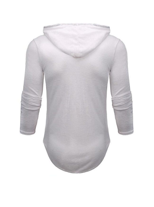 Men's Slub Yarn Hooded Long-sleeve T-shirt