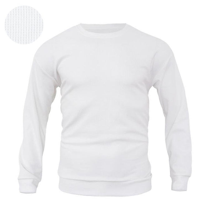 Men's Waffle Solid Color Pullover Long Sleeve Sweatshirt