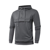 Men's Half Zip Pocket Solid Color Casual Sports Drawstring Hoodie
