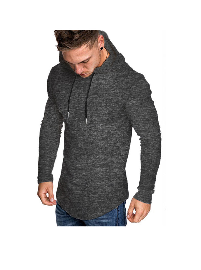 Men's Slub Yarn Hooded Long-sleeve T-shirt