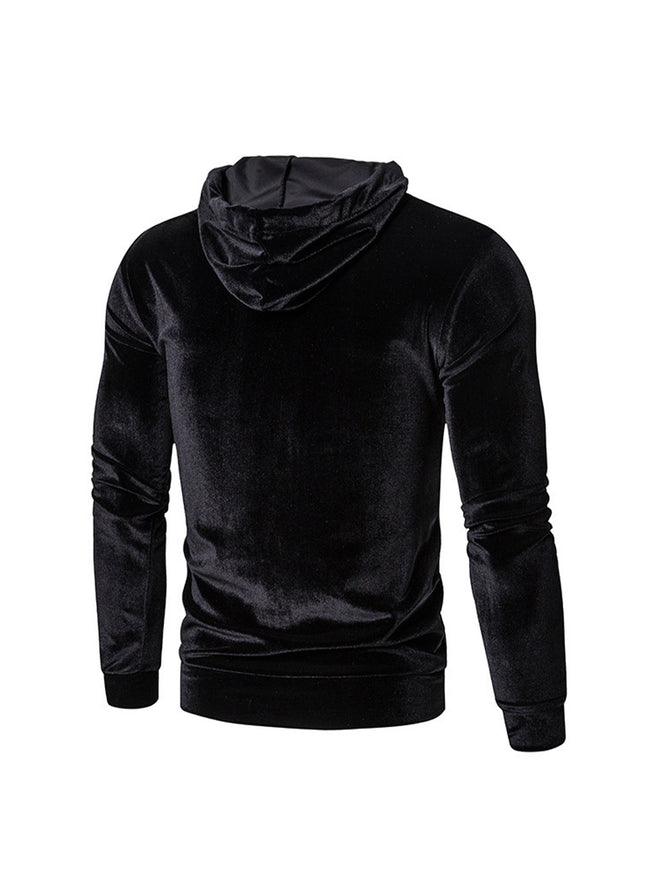 Men's Velvet Solid Color Pullover Hoodie Sweatshirts
