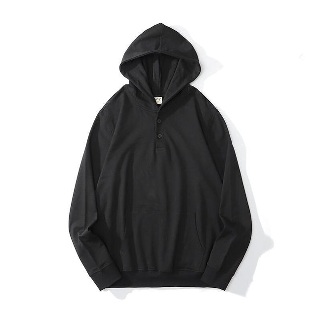 Men's Solid Color Sportswear Casual Thin Button Hooded Sweatshirt