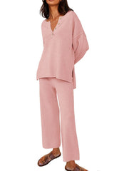 Button Knit 2-Piece Loungewear Set (Buy 2 Free Shipping)