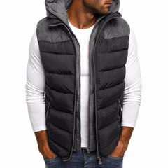 Men's Fake Two Piece Quilted Hood Padded Gilet