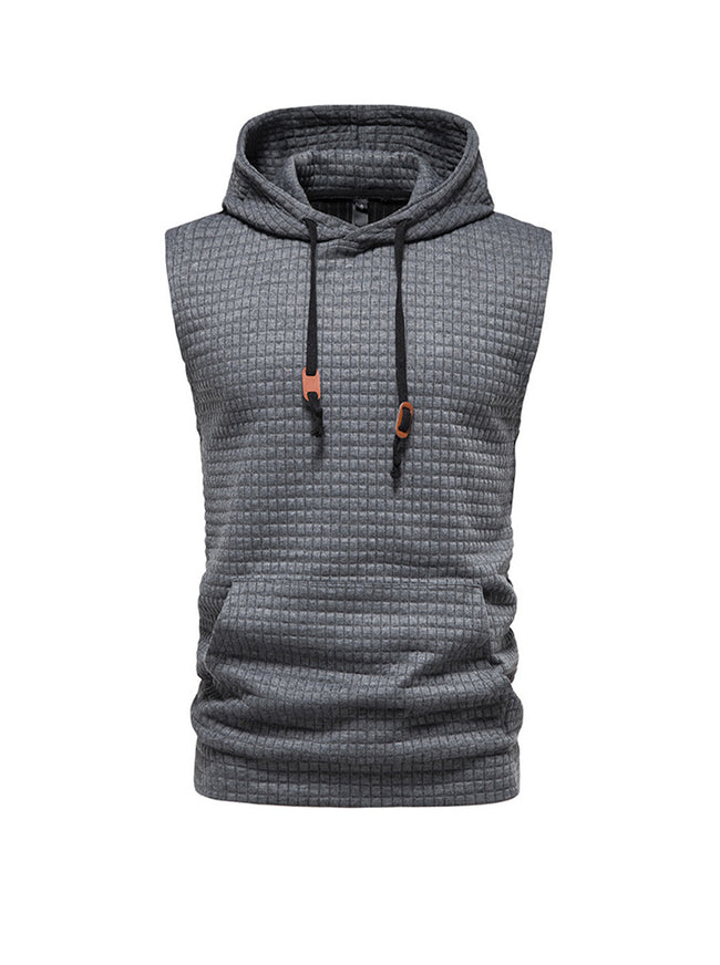 Men's Jacquard Small Check Pullover Hoodie Vest