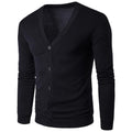 Men's Solid Color V-neck Knitted Cardigan