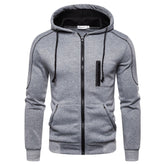 Men's Contrast Zip-up Drawstring Hoodie Sweatshirts