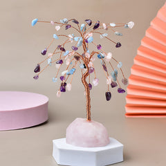 Natural Crystal Stone Base Three-color Fortune Tree