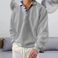 Men's Solid Color Patchwork Sweatshirts Long Sleeve With Button Down