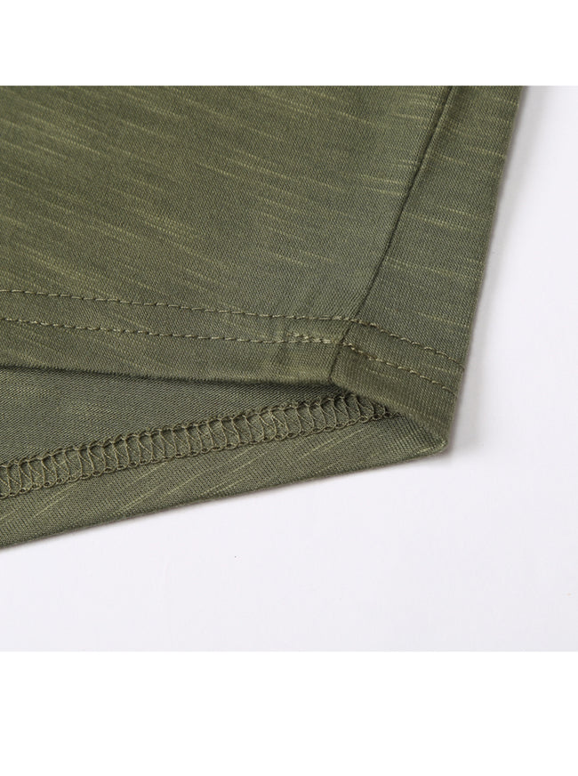 Men's Textured Solid Color Cut Detail Crew Neck Long-sleeve T-shirt