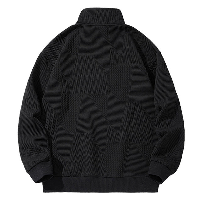 Men's Jacquard Drop Shoulder Half-zip Long Sleeve Sweatshirt