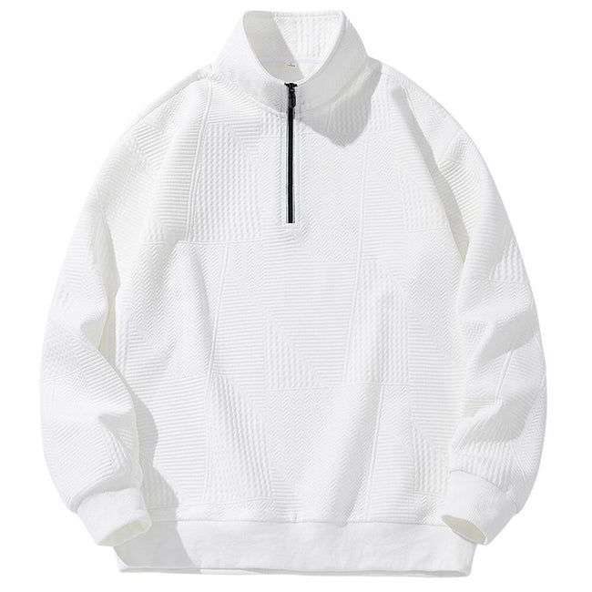 Men's Jacquard Drop Shoulder Half-zip Long Sleeve Sweatshirt