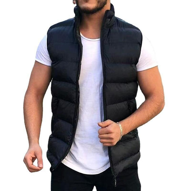 Men's Stand Collar Lightweight Zip-up Puffer Gilet