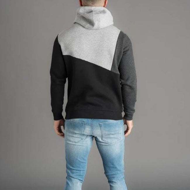 Men's Patchwork Contrast Hooded Sweatshirt