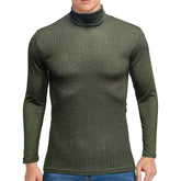 Men's Vintage Turtleneck Solid Color Long Sleeve Knitted T-shirt