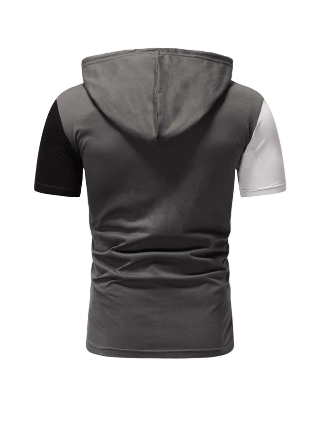 Mullins Color Block Patched Drawstring Hooded Tee