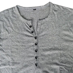 Men's Solid Color Henley Collar Long Sleeve T-Shirt