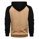 Men's Contrast Color Zip-up Hooded Fleece Cardigan Sweatshirt