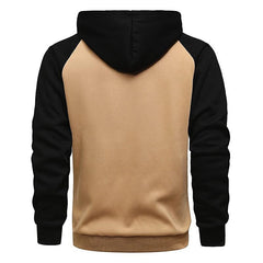 Men's Contrast Color Zip-up Hooded Fleece Cardigan Sweatshirt