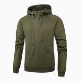 Men's Trendy Brushed V-Zip Camouflage Patchwork Pullover Hooded Sweatershirt