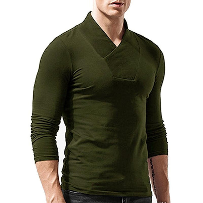 Men's Solid Color Turtleneck Long Sleeve T-Shirt