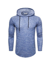 Men's Slub Yarn Hooded Long-sleeve T-shirt