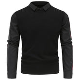 Men's Slim Patchwork Fake Two Piece Knit Sweater