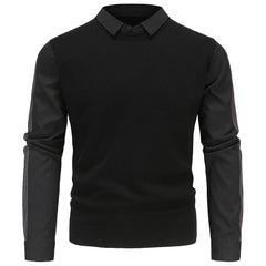 Men's Slim Patchwork Fake Two Piece Knit Sweater