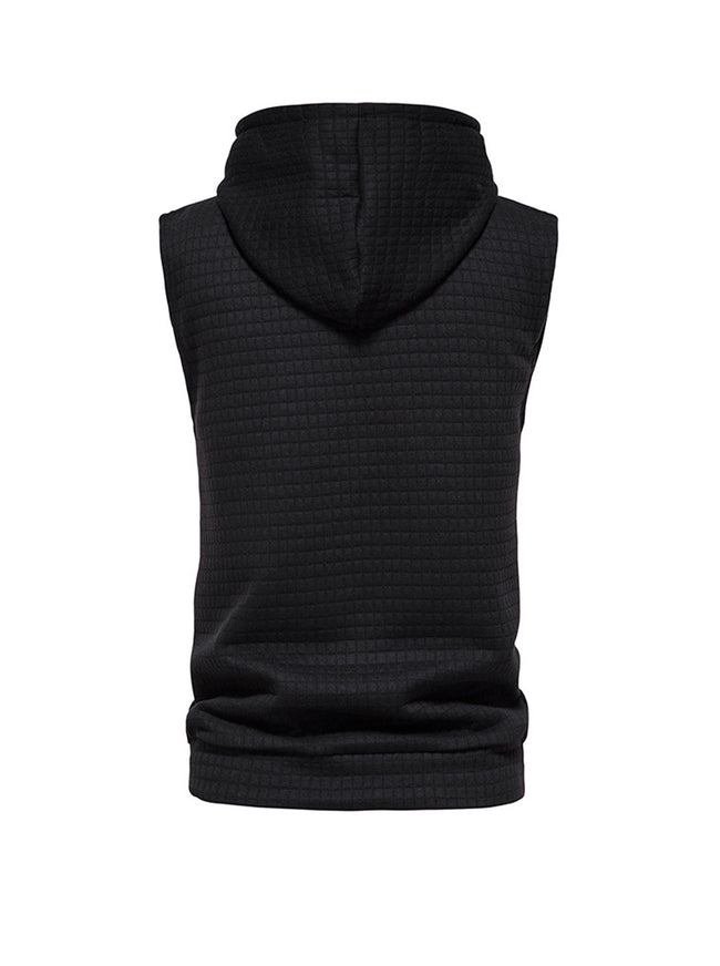 Men's Jacquard Small Check Pullover Hoodie Vest