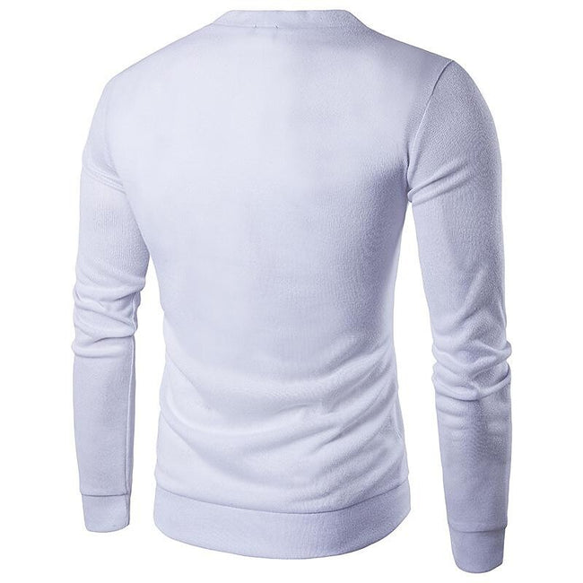 Men's Solid Color V-neck Knitted Cardigan
