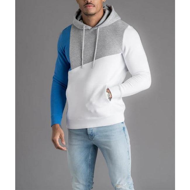 Men's Patchwork Contrast Hooded Sweatshirt
