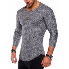 Men's Vintage Striped Crew Neck Green Casual Long Sleeve T-shirt
