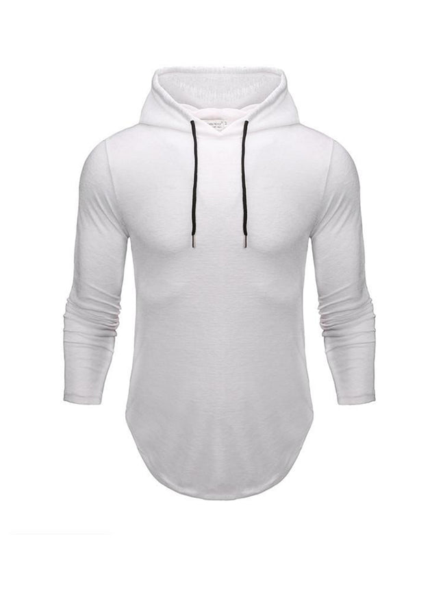 Men's Slub Yarn Hooded Long-sleeve T-shirt
