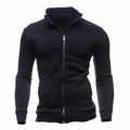 Men's Solid Color Zip-Up Collar Cardigan Sweater Jacket