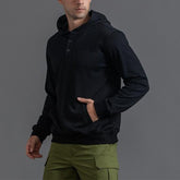 Men's Solid Color Sportswear Casual Thin Button Hooded Sweatshirt