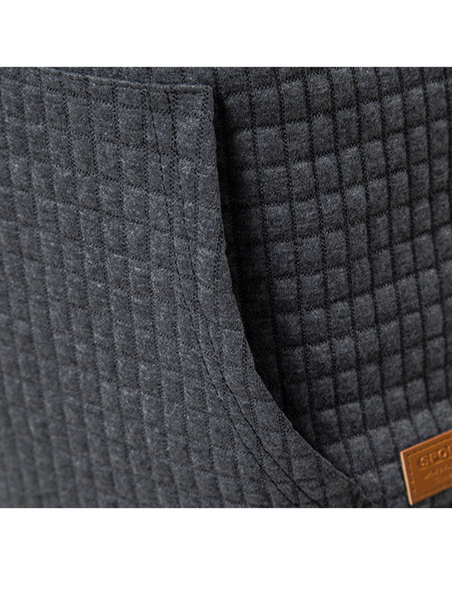 Men's Jacquard Small Check Pullover Hoodie Vest