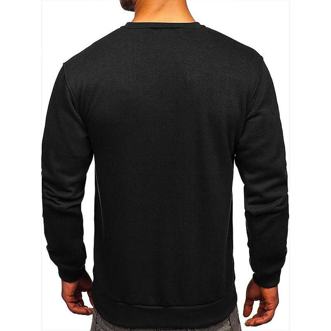 Men's Pullover Solid Color Fleece Crew Neck Sweatshirts