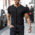 Patrick Zip Cardigan Round Neck Short Sleeve T-Shirt