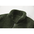 Men's Stand Collar Solid Color Fleece Zip-Up Sweatshirt