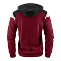 Men's Hooded Patchwork Drawstring Zip Sweatshirt Casual Retro
