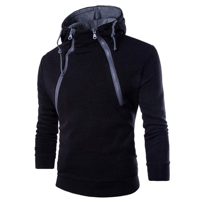 Men's Stand Collar Solid Color Zip Hoodies Sweatshirts