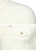 Men's Lapel Pocket Vintage Style Raglan Sleeve Slim Fit Knit Sweater