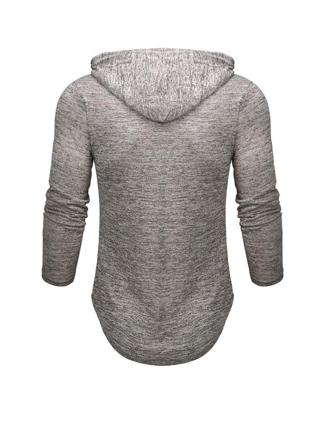 Men's Slub Yarn Hooded Long-sleeve T-shirt