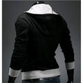 Men's Contrast Solid Color Zipper-up Hooded Jacket Active Hip Hop