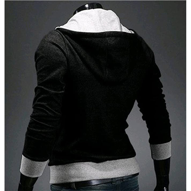 Men's Contrast Solid Color Zipper-up Hooded Jacket Active Hip Hop