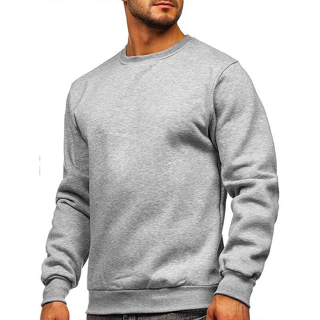Men's Pullover Solid Color Fleece Crew Neck Sweatshirts
