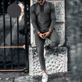 Men's Half Zip Texture Stretch Baseball Collar Long Sleeve Tracksuit