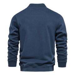 Men's Baseball Collar Solid French Terry Zip Sweater Jacket