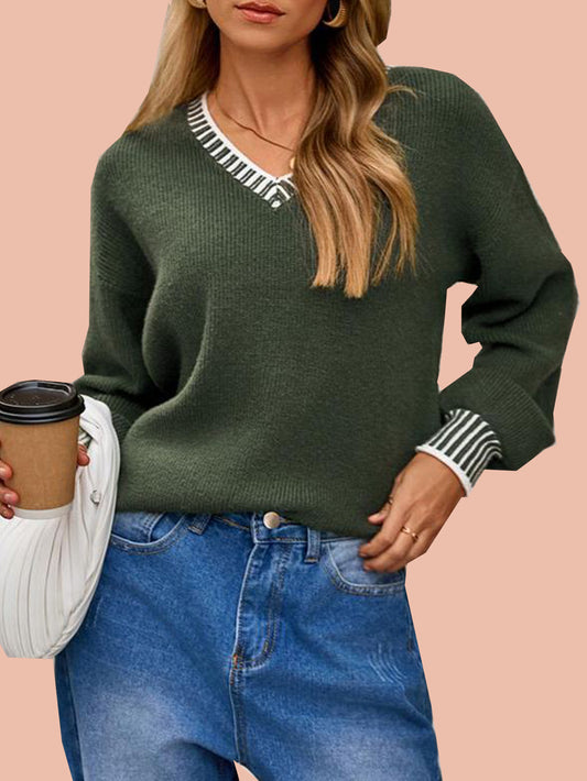 Women's V neck Long Sleeve Pullover Sweaters (Buy 2 Free Shipping)